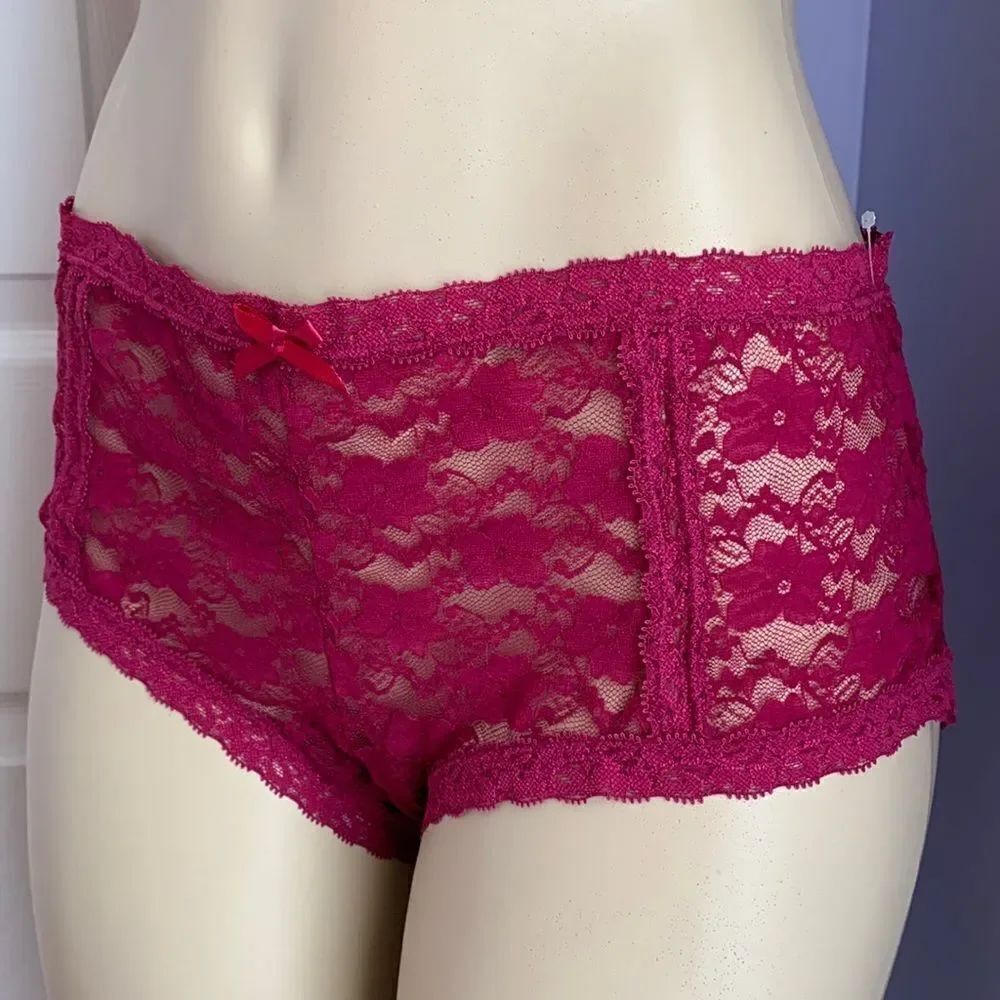 PINK K Lace Hipster Bikini Panties Underwear 1X Burgundy
